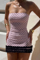 Damen Bandeau Minikleid Mit Tupfenmuster Und Rüschen