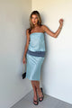 Damen Midikleid Bodycon Mit Kontrastdetails