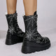 Gothic Grobe Plateauschuhe mit mittelhohem Schaft und Spinnennetz-Detail