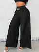 Damen Weite High Waist Hose Unifarben Locker