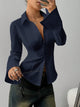 Damen Bluse Tailliert Mit Knopfleiste Elegant
