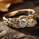 Golden Ring with Crystal Flowers