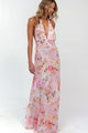 Damen Maxikleid Mit Print Und Rückenfreiem Design