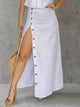 Damen Maxirock Mit Hoher Taille Und Seitenschlitz Weiß