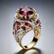 Exotic Gold Ring with Red Zirconia Crystal