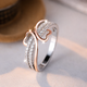 Luxe Silver & Golden Zirconia Heart Ring
