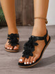 Damen Sandalen Mit Blumenapplikation Und Fersenriemen