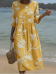 Yassy | Midikleid mit Pflanzen- und Blumenmuster