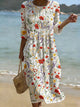 Christina | Floral Print Rundhals Maxikleid