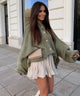 Gemütliche, übergroße Strickjacke in sanftem Khaki