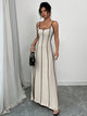 Viskose A-Linien Ärmelloses Midikleid Beige