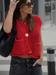 Damen Strickcardigan Ärmellos Mit Knöpfen Und Taschen