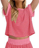 Damen Shorts Set Gestreift Mit T-Shirt Casual Fit