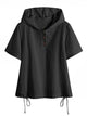Locker geschnittener Kapuzenpullover mit kurzer Textur und Knopfleiste
