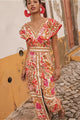 Damen Maxikleid Mit Blumenprint Und Volantärmeln