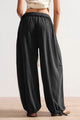 Damen Weite Hose Mit Bindegürtel Und Mittlerer Taille