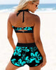 Sherrie - Hochtaillierter Badeanzug mit Blumenmuster