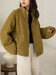 Strukturierte Jacke mit Stehkragen und Seitentaschen
