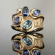 Vintage Irregular Golden Blue Crystal Ring