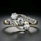 Vintage White Zirconia Wavy Open Ring