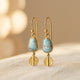 Vintage Copper Turquoise Roman Art Drop Earrings