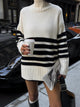 Miss Paris Mock Neck gestreifter Pullover