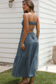 Midi-Kleid aus Chiffon-Baumwollmischung mit verstellbaren Riemen aus Band