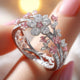 Exotic Ring with Flowers in White-Pink