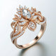 Exotic Flower Crown Zirconia Gold Ring
