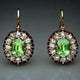 Vintage White & Green Zirconia Rounded Earrings