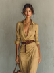 Maxikleid Reverskragen Langarm
