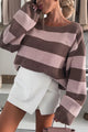 Gemütlicher gestreifter Strickpullover mit Rundhalsausschnitt
