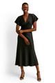 Satin-Midikleid Schwarz