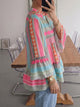 Damenbluse Mit Volantsaum Und V Ausschnitt Rosa Grau
