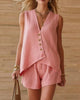 Damen Zweiteiler Mit Knopfleiste Und Shorts