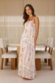 Damen Maxi Kleid Mit Blumenprint Und Eckigem Ausschnitt