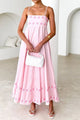 Maxikleid aus Satin mit Blumenstickerei
