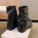 Gothic Plateau Schnallen Stiefel mit Reißverschluss bis zur Mitte der Wade