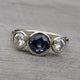 Vintage Blue & White Glass Silver Ring