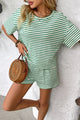 Damen Strick Shorts Set Mit Streifen
