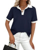 Damen Poloshirt Colorblock Mit Kurzarm