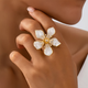 Floral Multicolored Silver Ring
