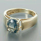 Ring in blue, clear crystal in Vintage Gold