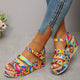 Damen Keilsandalen Mit Plateau Bunt