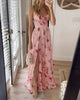 Damen Maxikleid Mit Blumenprint Und Seitenschlitz