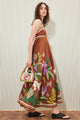 Damen Maxikleid Mit Blumenprint Und Streifen