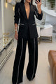 Schicker einfarbiger Blazer- und Hose-Set mit geradem Bein