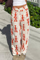 Damen Gerade Hose Mit Hummerprint Und Hohem Bund