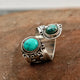 Adjustable Ring with Double Turquoise Inlay