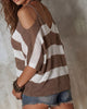 Damen Pullover Mit Streifen Und Cut Out Ausschnitt
